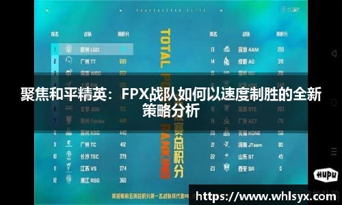 聚焦和平精英：FPX战队如何以速度制胜的全新策略分析